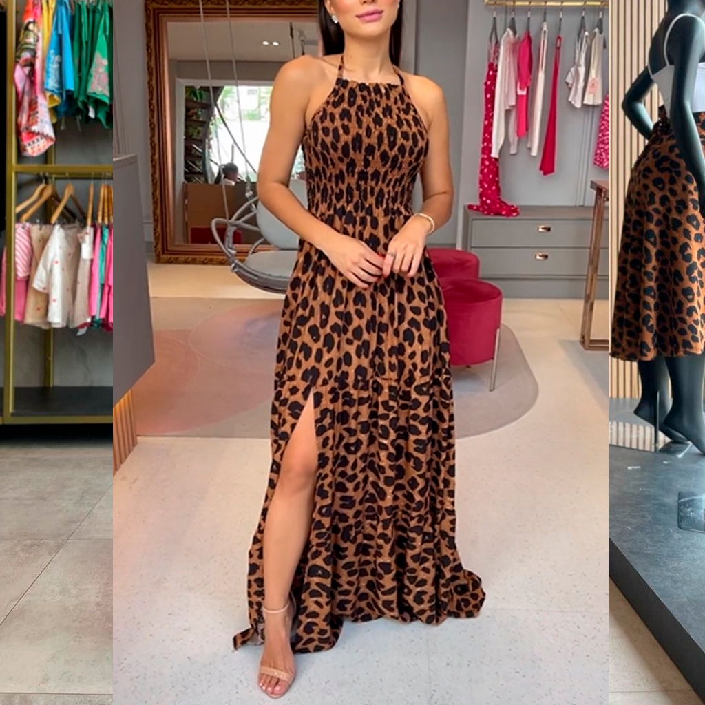 Vestido longo fenda elegante frente unica casual casamento casual em Oferta na Shopee