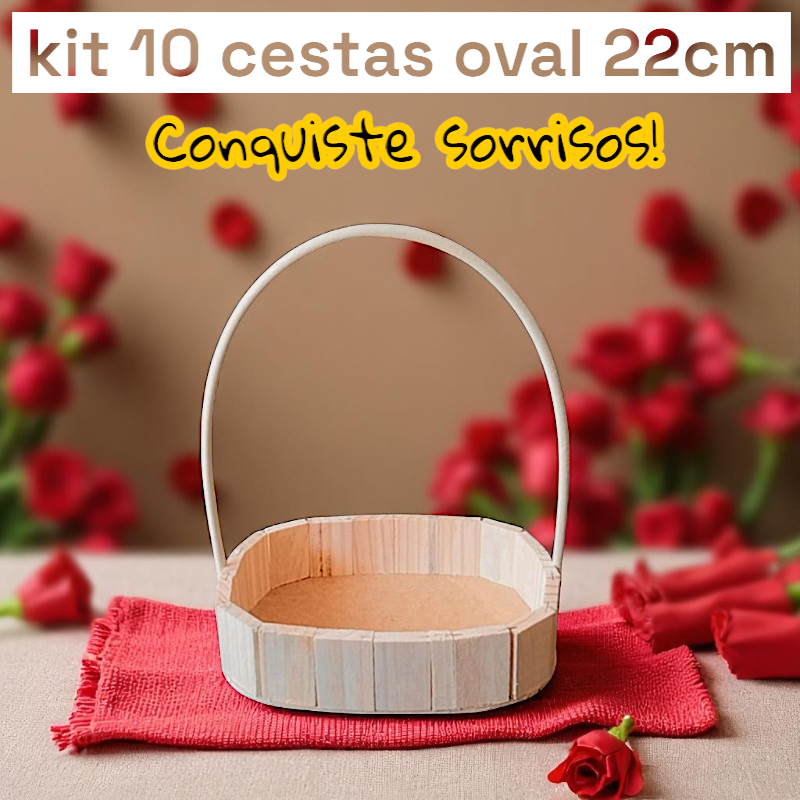 Kit Cestas Oval de Pinus 22cm  para Presente, Embalagem, Lembrancinhas, Decorativa, Maes,Pascoa,Namorados,Natal em Oferta na Shopee