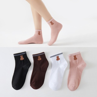 5 pares  meias curto femininas de algodão Moda versáteis casuais respiráveis ​​e fofas tamanho 35-40 em Oferta na Shopee