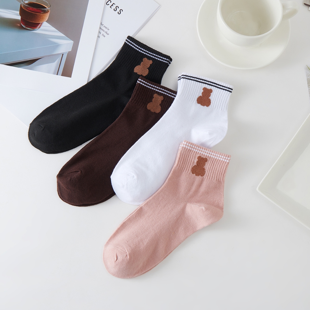 Kit 5 pares de meias de algodão femininas fofas tamanhos 35-41 em Oferta na Shopee