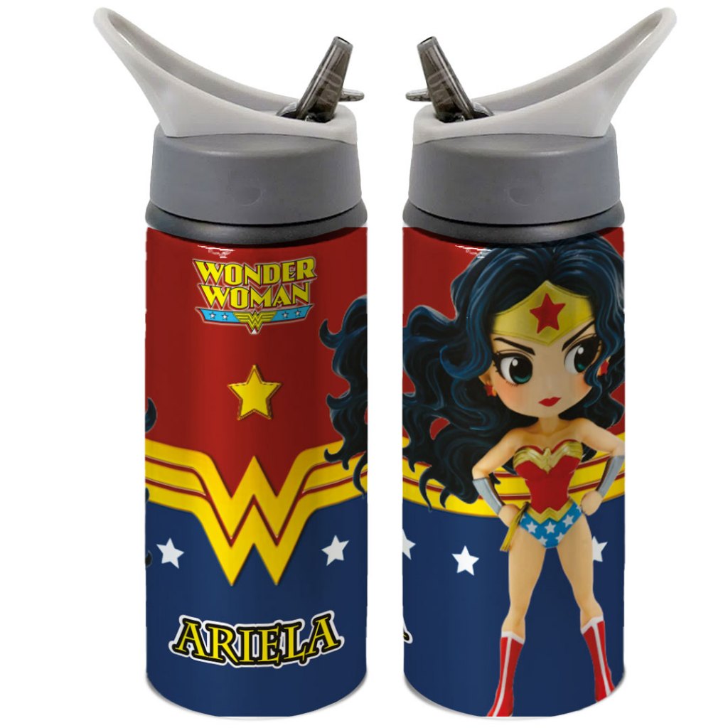 Garrafa Mulher-Maravilha Poder e Estilo Squeeze