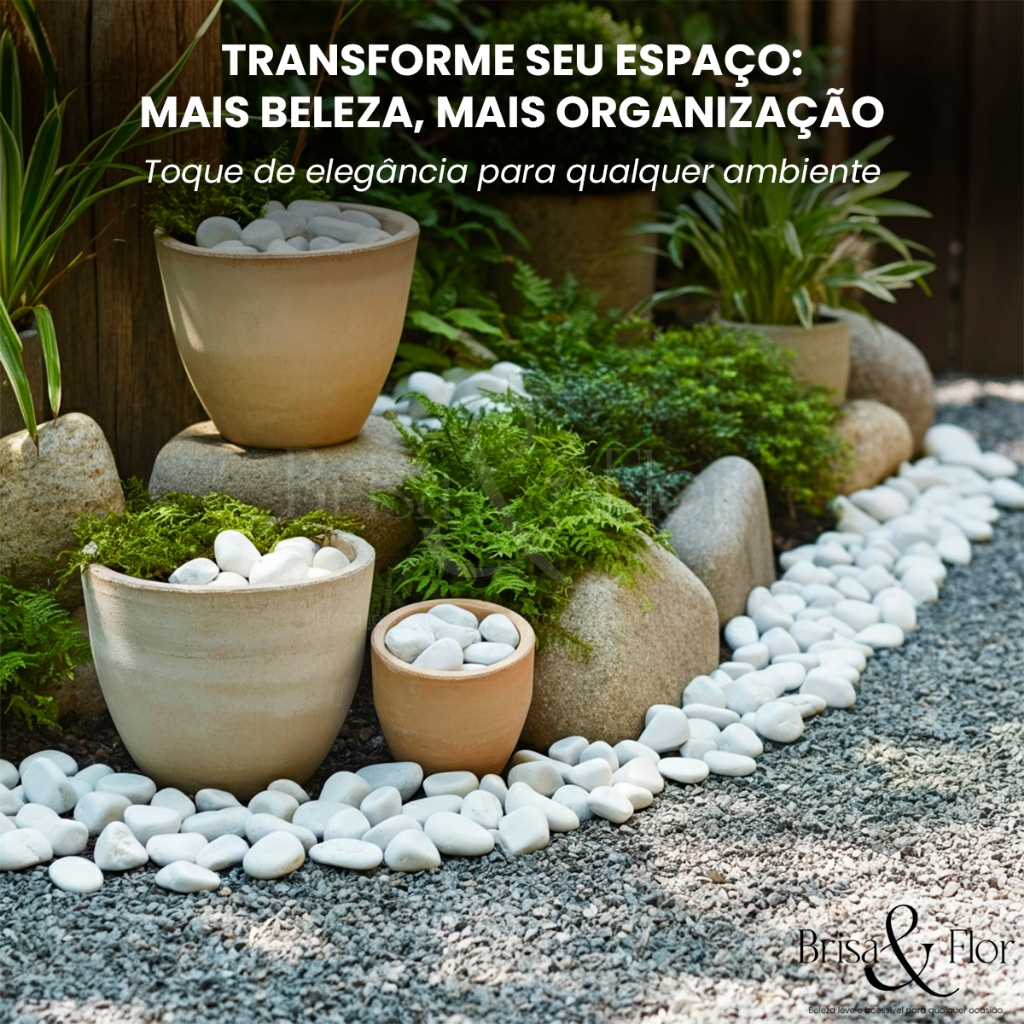 Pedra Seixo Branco 2Kg, 5Kg e 10Kg Dolomita Para Decoração, Vaso, Caminho de Jardim e Canteiro
