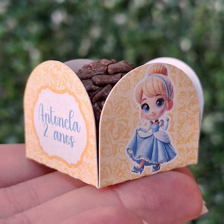 Forminhas para Doces Personalizado Princesa Cinderela  para Aniversario - Forminha Brigadeiro - Festa Infantil