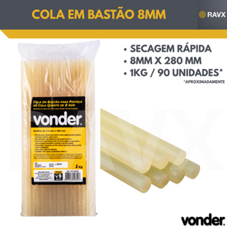 Cola em bastão para pistola de cola quente de 8 mm, com 1 kg, VONDER em Oferta na Shopee