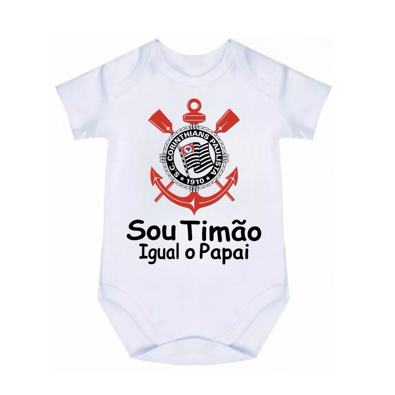 Body CORINTHIANS Timão Bebê Time Futebol Timão Igual o Papai CORINTHIANS em Oferta na Shopee