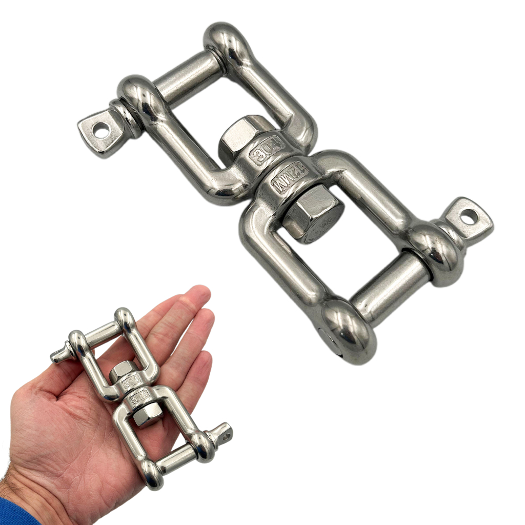 Manilha Náutica Aço Inox Giratória Dupla Destorcedor Ø12mm 1250kg