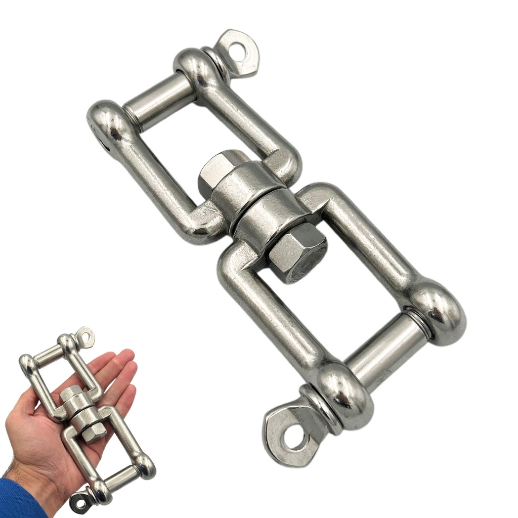 Manilha Náutica Aço Inox Giratória Dupla Destorcedor Ø16mm 2125kg