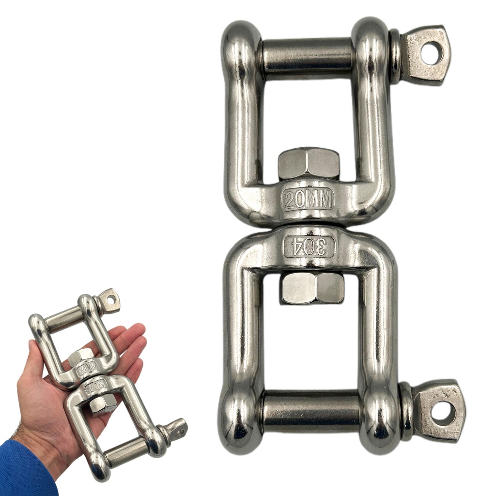 Manilha Náutica Aço Inox Giratória Dupla Destorcedor Ø20mm 2500kg