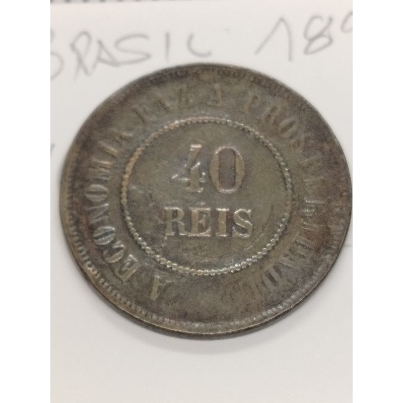 Moeda Do Brasil 1893 40 Réis Bronze