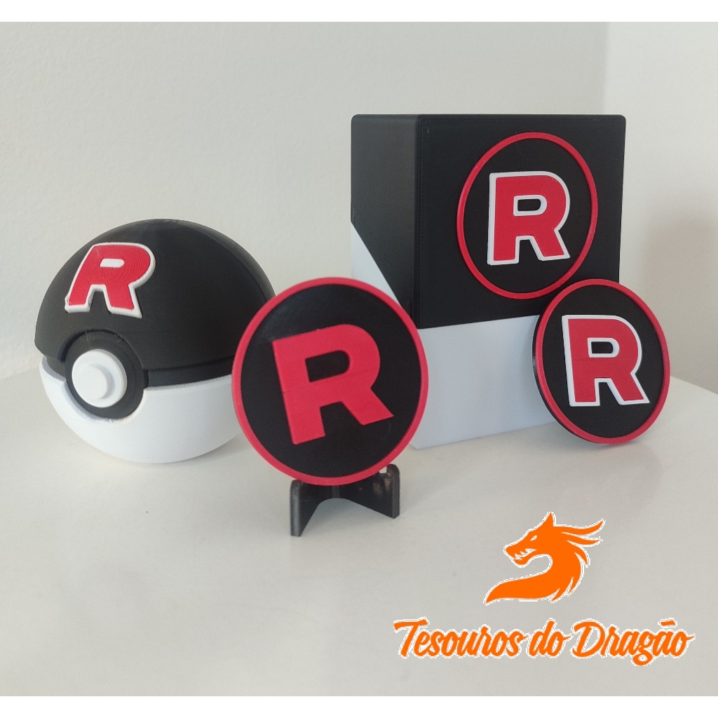 Combo Equipe Rocket | Pokébola + Moeda + Caixa Equipe Rocket | Decoração ou Presente Pokémon