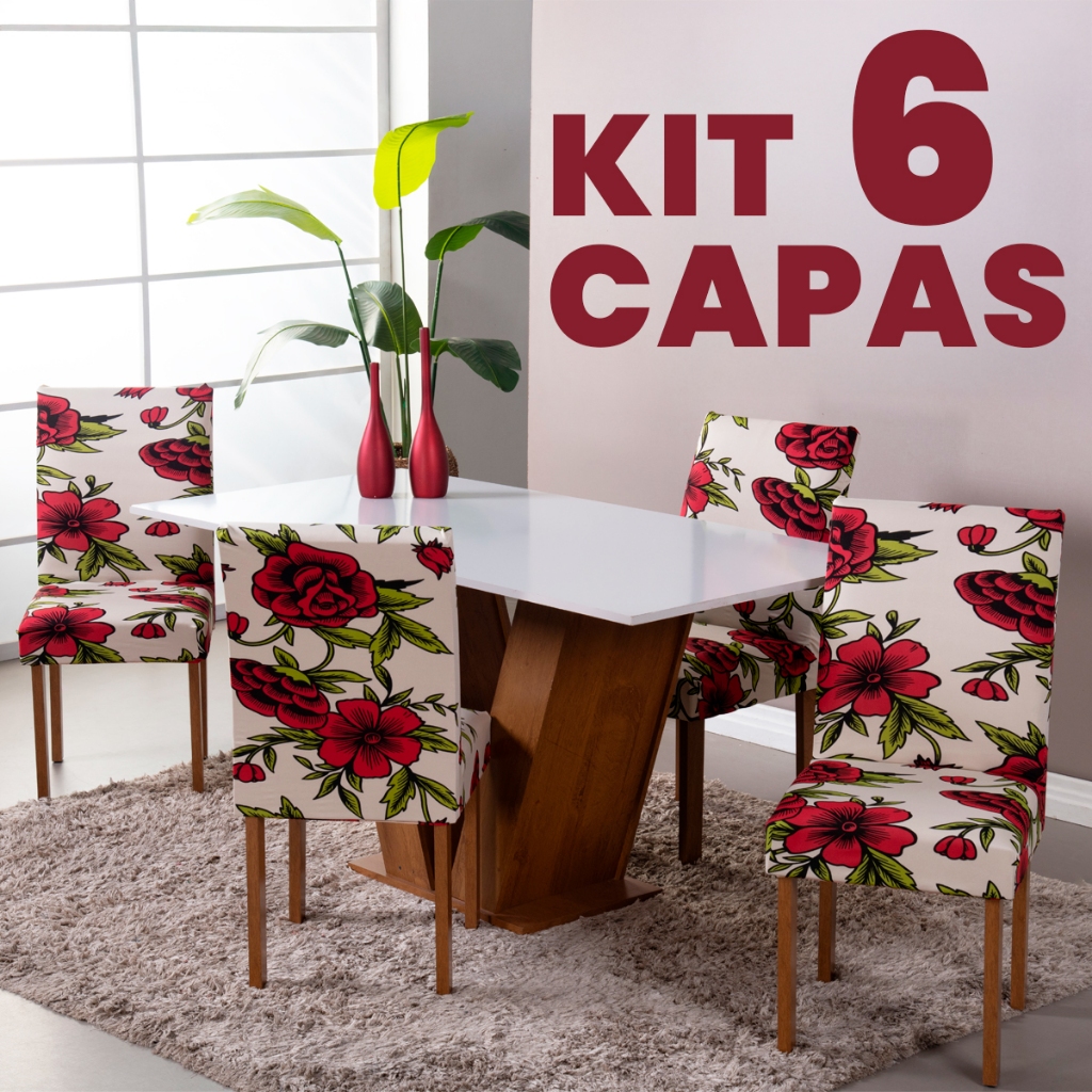 Kit 6 Capas para Cadeira de Jantar com Elástico Malha Gel Reforçada