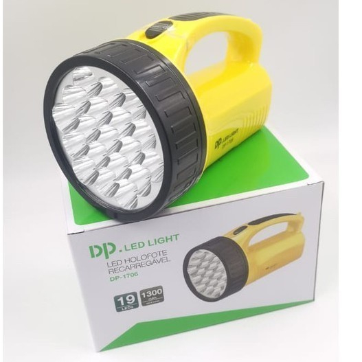 Lanterna 19 Leds Potente Bivolt Recarregável Holofote Super Forte Peca camping DP DP-1706
