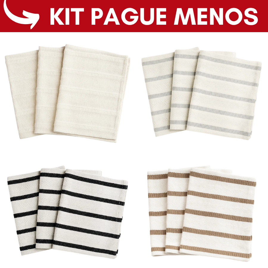 Kit 3 Tapetes Capacho Listrados em Tons Neutros – Ideal para Lavanderia e Cozinha Planejada
