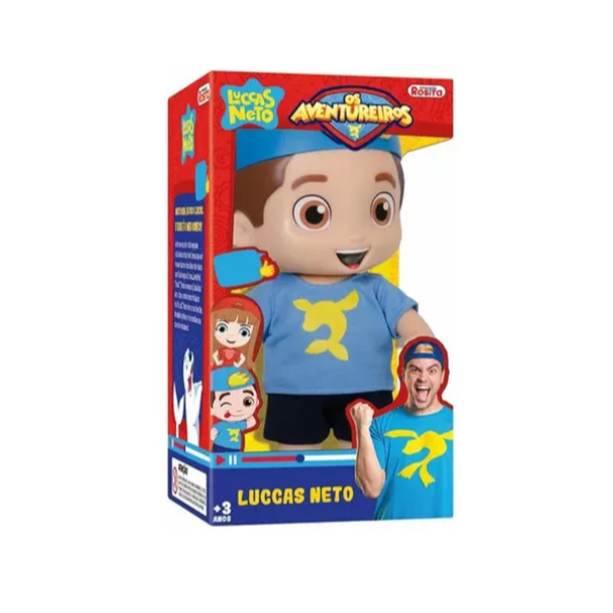 Boneco Lucas Neto Youtuber Aventureiro Azul Sem Som Rosita - Original