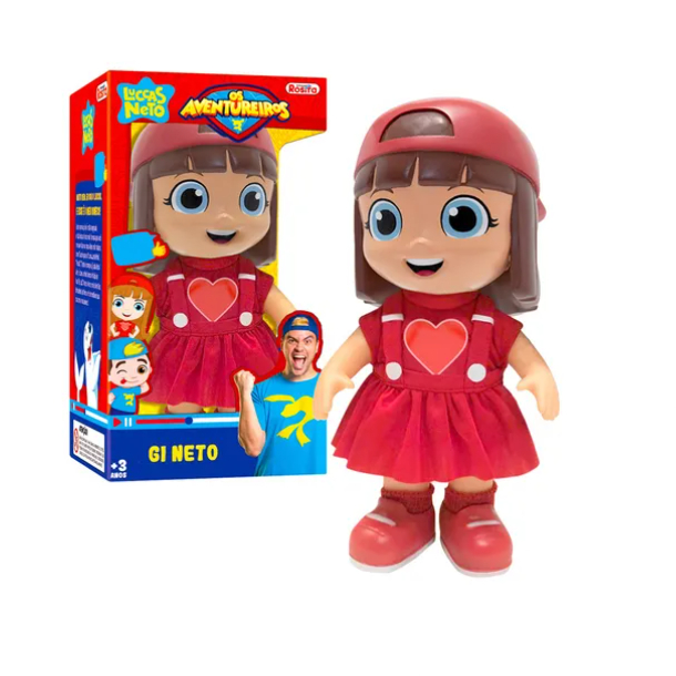 Boneca Gi Youtuber Infantil Aventureira Vermelha Lucas Neto Infantil Grande Original