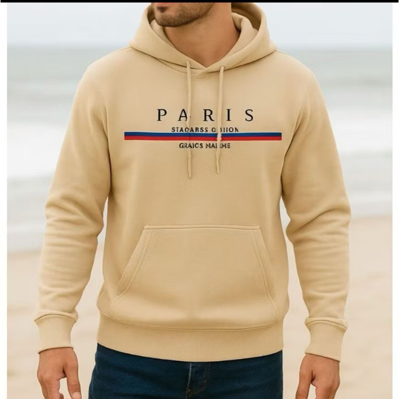 Blusa Frio Casaco Algodão PREMIUM Canguru Estampado Paris ADULTO Não Encolhe Bolso Confortavel