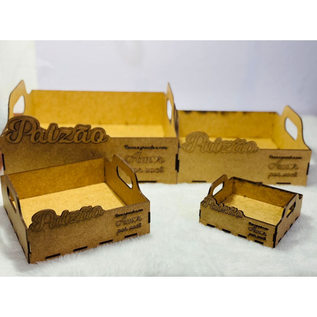 Kit Bandeja Coração Pérola + Caixa Bandeja Box com Alça de MDF Cru Presente Lembrancinha
