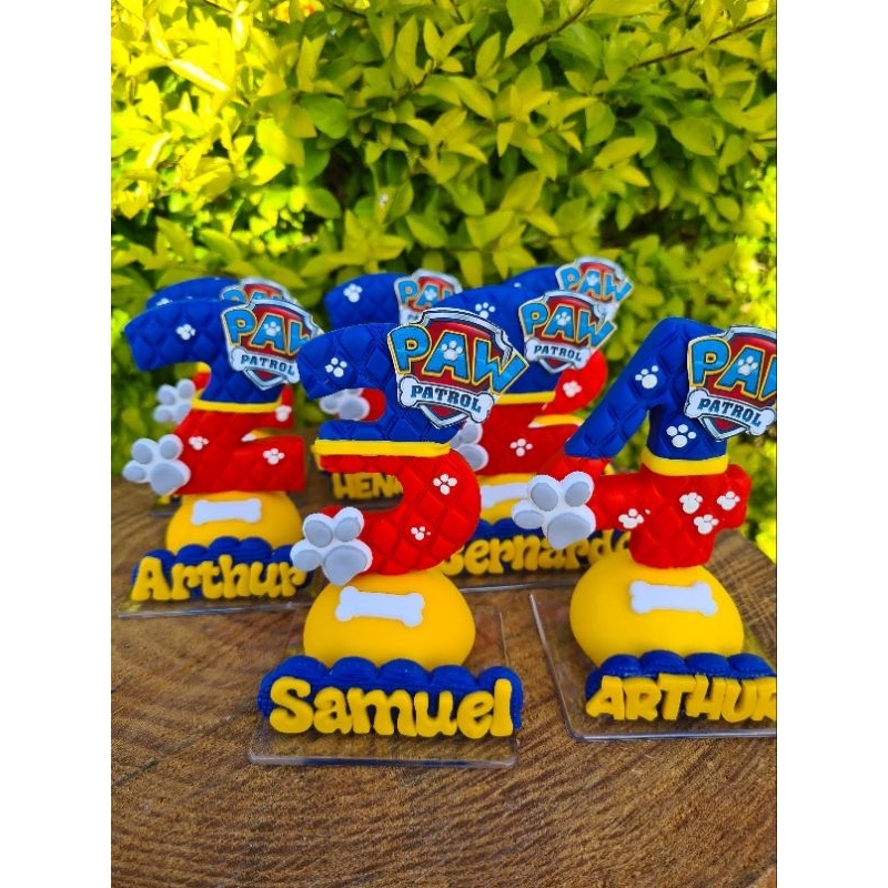 Vela de biscuit patrulha canina personalizada com nome em Oferta na Shopee