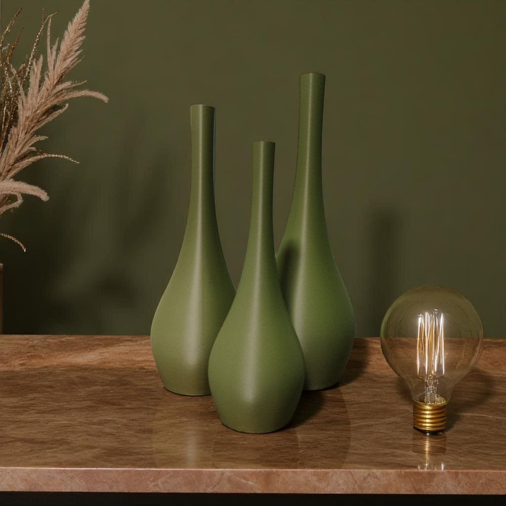 Kit de Vasos Garrafa Velluto AlpesDecor - PLÁSTICO - decorativo sala escritório decoração ambientes