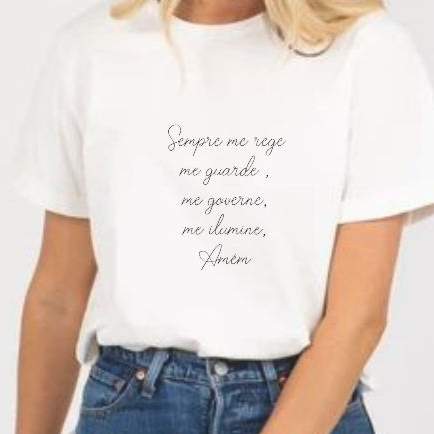 Tshirt BRANCA Blusa feminina CRISTÃ, ORAÇAO SANTO ANJO, FRASES  ,CAMISETA  UNISSEX,PLUS SIZE