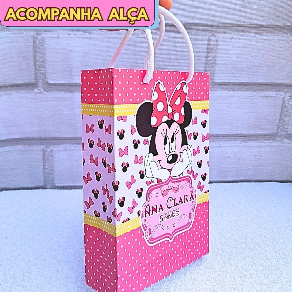 20 Sacolinha Personalizada MINNIE ROSA - JÁ VAI MONTADA lembrancinha aniversário