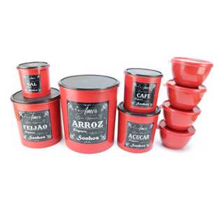 Conjunto de Potes Mantimentos 5 peças Decorados mais 4 potes 750 ml. em Oferta na Shopee
