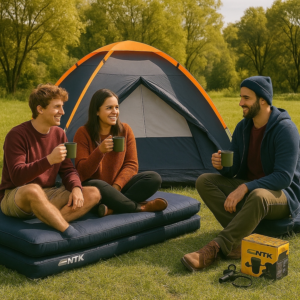 Kit Camping com Barraca Iglu + 2 Colchonetes Infláveis + Inflador Elétrico Tudo para seu Acampamento