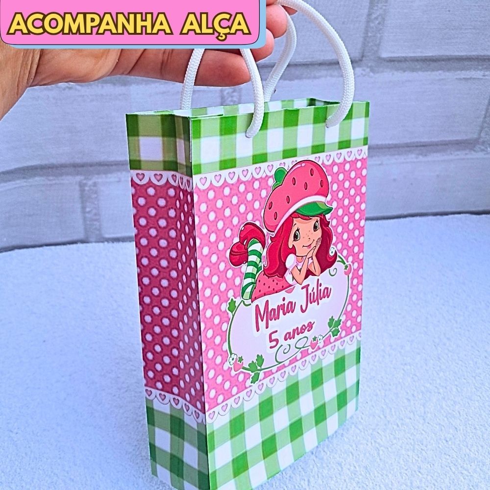 20 Sacolinha Personalizada MORANGUINHO - JÁ VAI MONTADA lembrancinha aniversário
