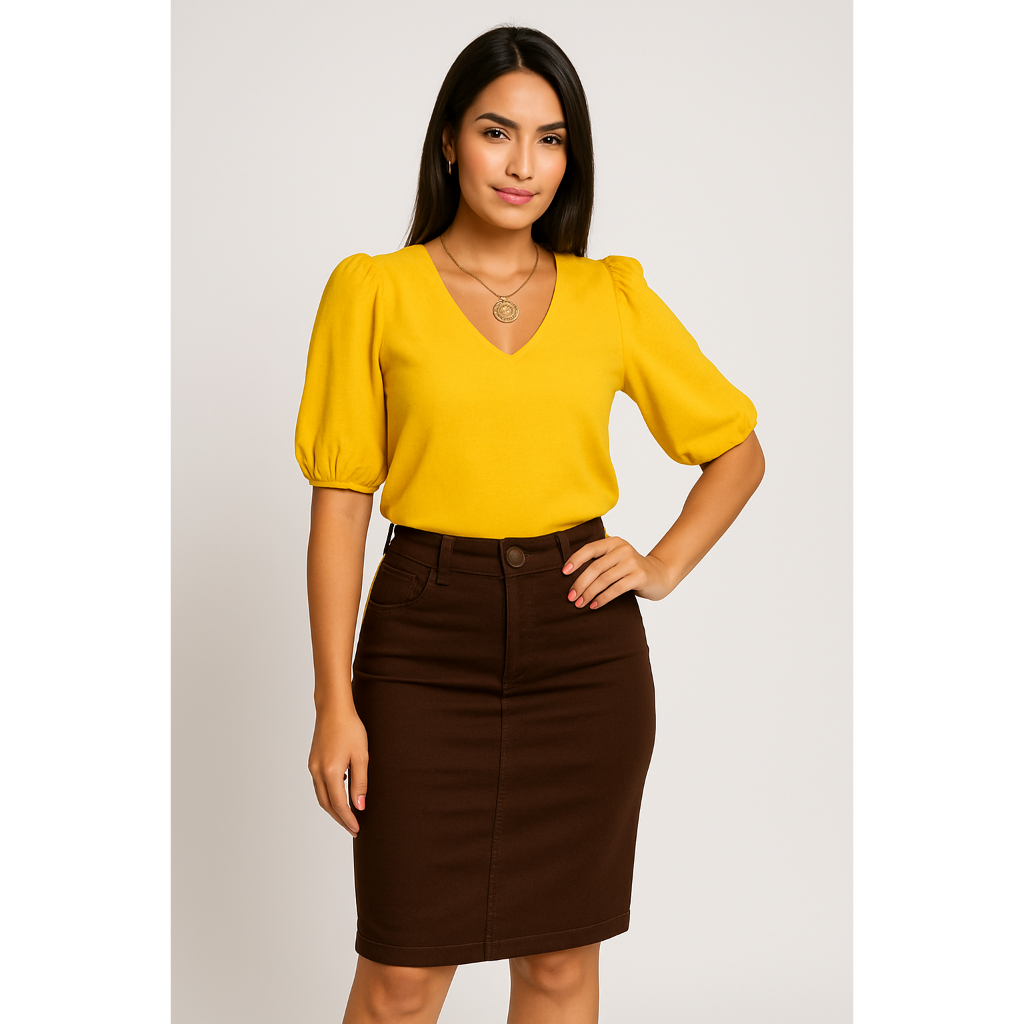 Saia Jeans Evangélica Tradicional Brim cores variadas