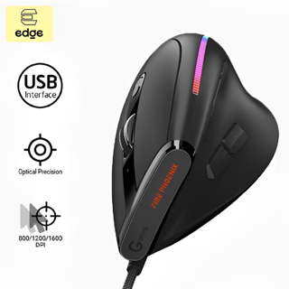 Mouse vertical com fio, 6 botões, com luz RGB, ajustável entre 3200-4800-12800 DPI, para computadores e laptops. em Oferta na Shopee