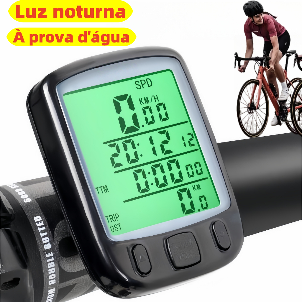 Velocímetro Cronômetro Bicicleta Luz Noturna Provar, Monitoramento de Velocidade, Distância Tempo