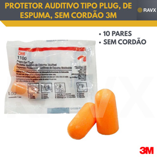10 PROTETORES AUDITIVO ESPUMA PROTETOR AURICULAR 1100 SCORDAO 3M em Oferta na Shopee
