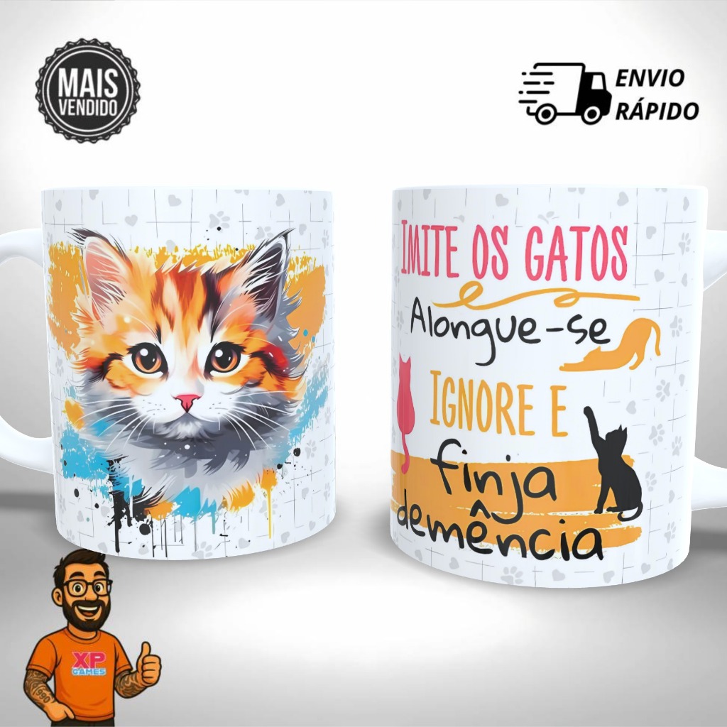 Caneca Cerâmica Personalizada Imite os Gatos - Presente Único e Criativo