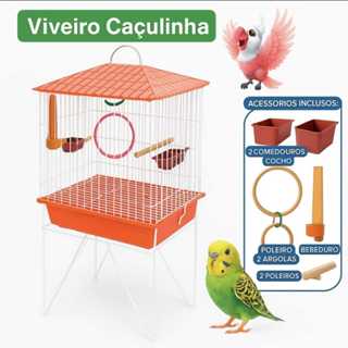 VIVEIRO GAIOLA CAÇULINHA PP PARA CALOPSITA PERIQUITO AGAPORNIS C/PÉ PROMOÇÃO em Oferta na Shopee