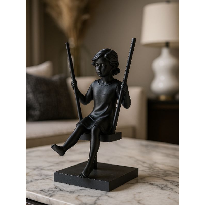 Escultura Menina No Balanço - Escultura Poética Minimalista