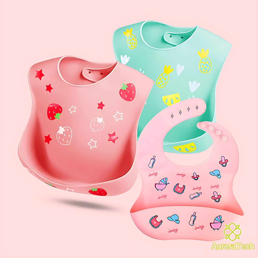 Babador De Silicone Infantil Babadores Impermeável Para Bebê Adjustable Coletor De Migalhas De Pão