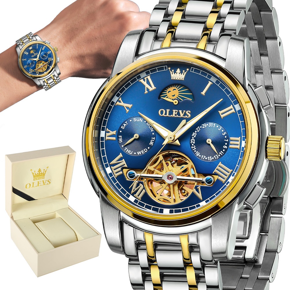 Olevs Relógio Masculino Relogio à Prova D'Água Design Oco Caixa Com Turbilhão OcoAutomatico Original Classico Luxo 6617 em Oferta na Shopee