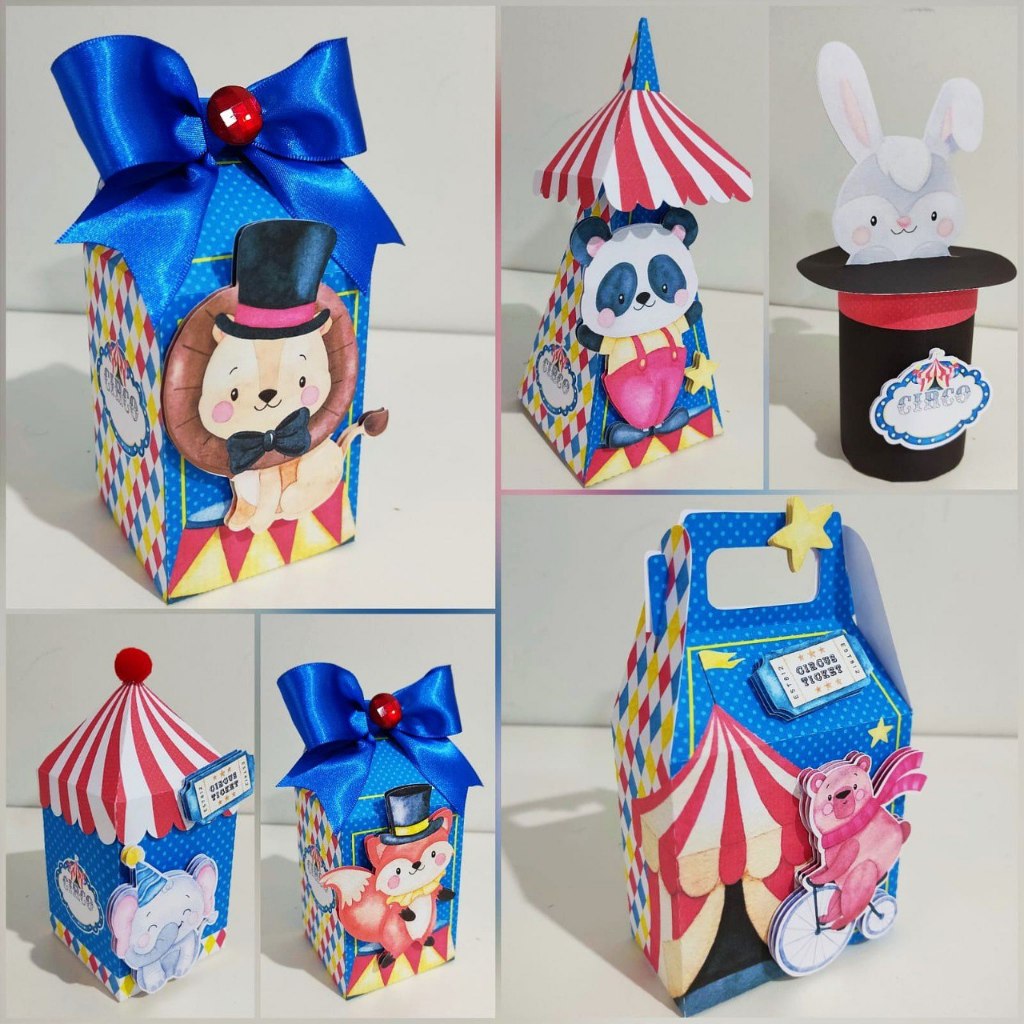 Kit Personalizados Festa Circo - Lembrancinhas - Tema infantil - Aniversário - Papelaria - Caixinhas