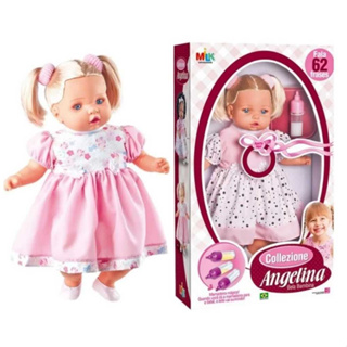 Boneca Grande Angelina Loira Fala 62 Frases Tipo Reborn Com Mamadeira Milk Brinquedos em Oferta na Shopee