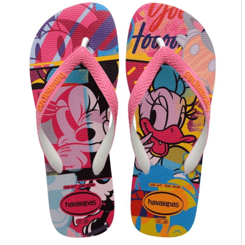 chinelo top disney stylish rosa colorido lindo e confortável em Oferta na Shopee