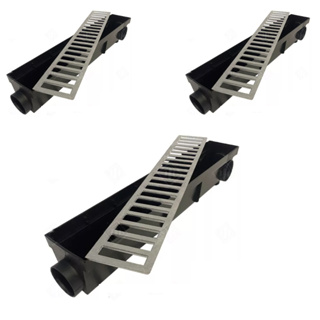 3 ralo linear 6x50cm grelha de alumínio com caixa coletora para área externa , garagem , piscina , quintal em Oferta na Shopee