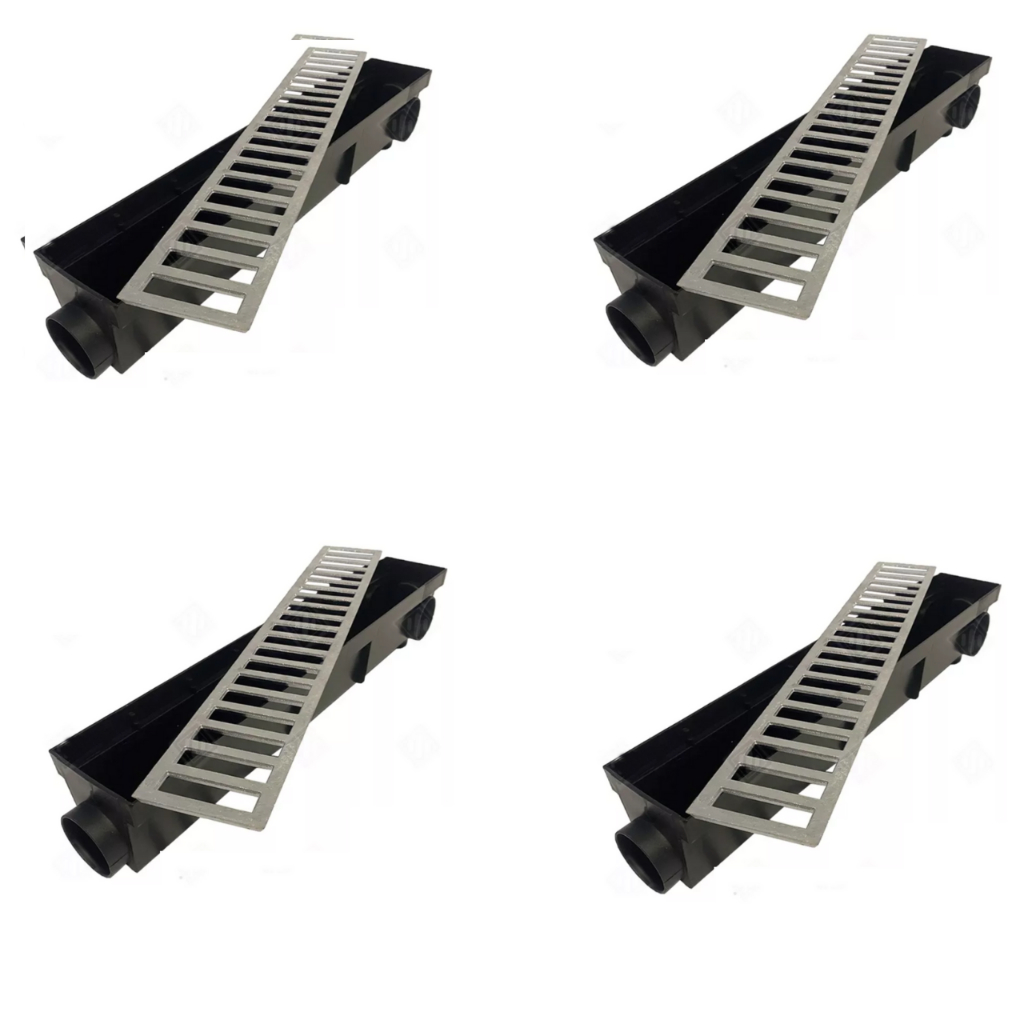 4 ralo linear 6x50cm grelha de alumínio com caixa coletora para área externa , garagem , piscina , quintal em Oferta na Shopee