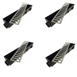 4 ralo linear 6x50cm grelha de alumínio com caixa coletora para área externa , garagem , piscina , quintal em Oferta na Shopee
