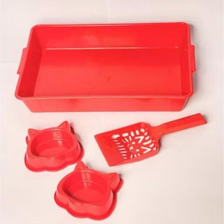 Kit Caixa de Areia para gatos + comedouro + bebedouro + pazinha em Oferta na Shopee