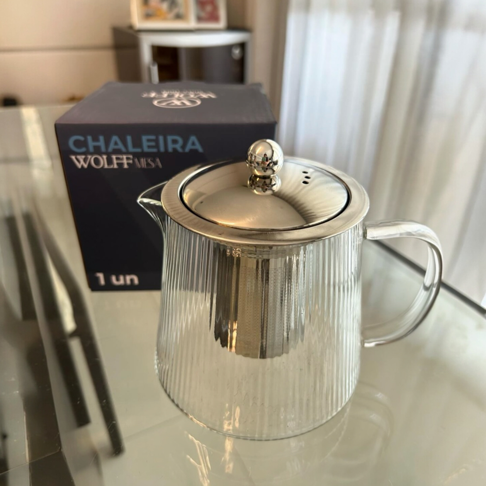 Chaleira Bule Vidro Com Infusor Inox Pode Ir Ao Fogo Wolff