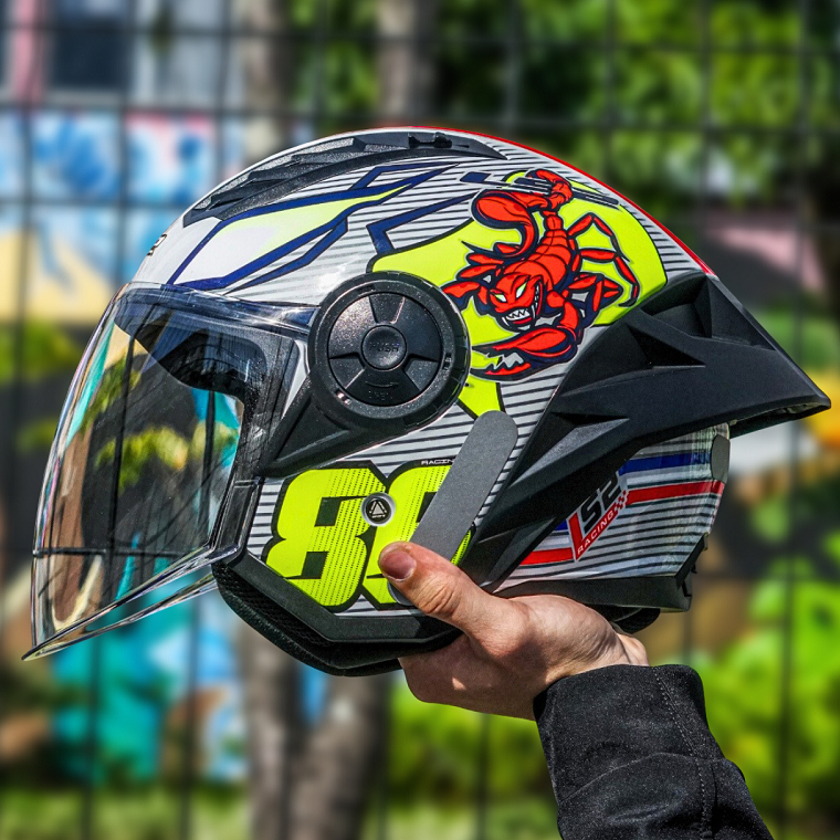 Capacete LS2 Airflow II OF616 S Sting Branco Amarelo Aberto