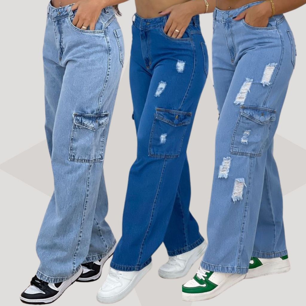 🔥 _ESTILO E CONFORTO COM A CALÇA CARGO JEANS FEMININA! 👖✨_  
_Calça Cargo Jeans Feminina Folgada com Bolsos e Rasgos_  

✅ Design moderno e casual, perfeito para diversas ocasiões!  
✅ Conforto e liberdade de movimento para o seu dia a dia!  
✅ Detalhes p