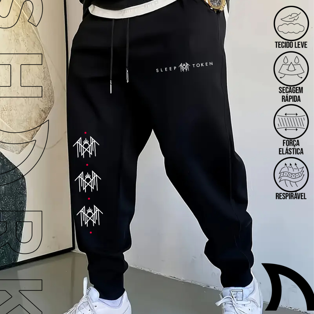 Calça Moletom Masculina Estilosa Banda Rock Sleep Token Punk Gotico Americano Flanelada Inverno em Oferta na Shopee