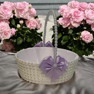 Cesta Perolas florista Daminha Laços Lavanda em Oferta na Shopee