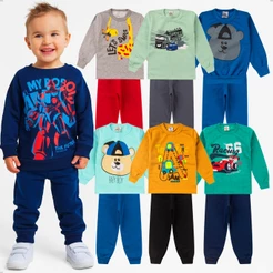 Kit Sortido de 4 ou 6 Peças Conjunto Moletom Infantil Menino Outono Inverno Masculino